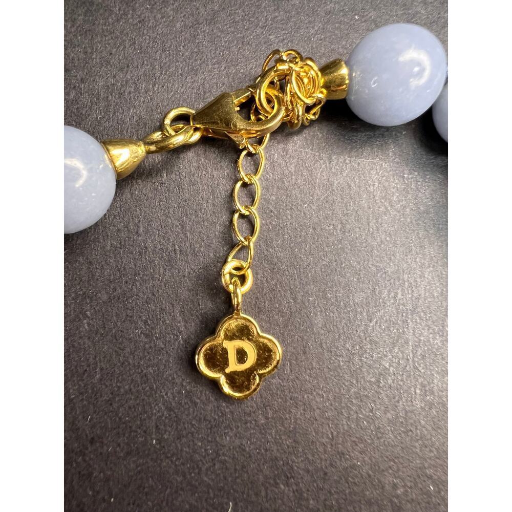 NEW Angelite beaded 18-20 inch necklace with vermeil yellow gold clasp - Picture 4 of 12